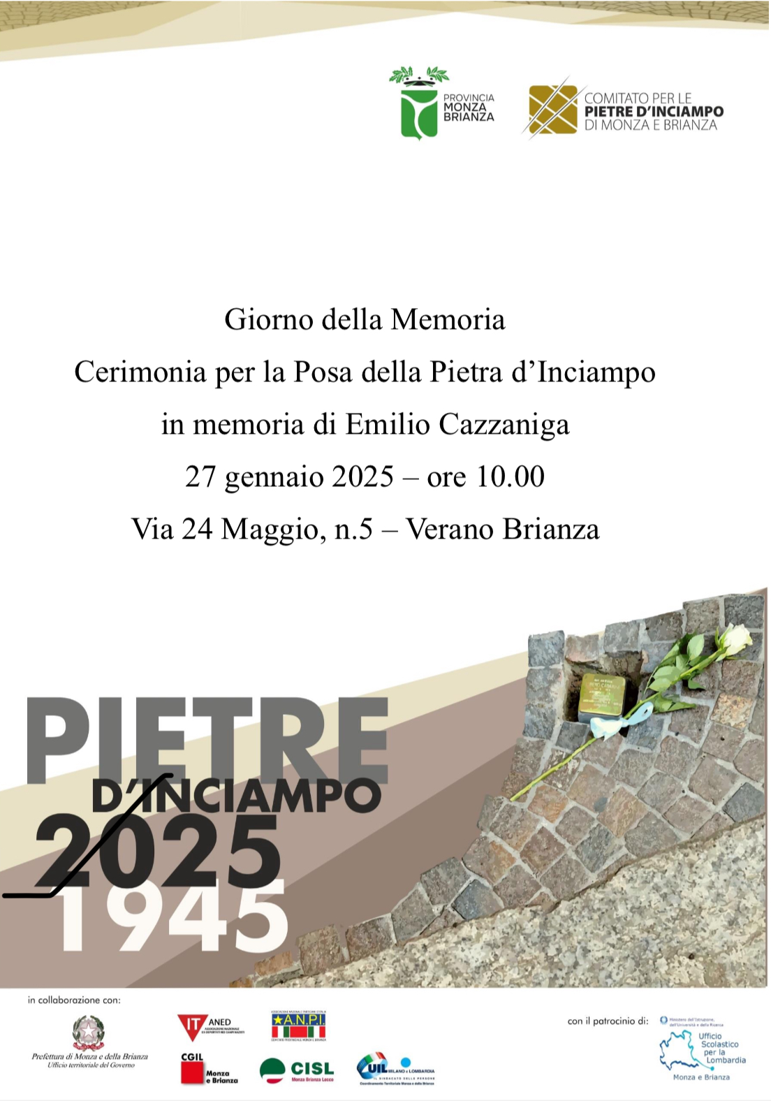 Giorno della Memoria - Cerimonia per la Posa della Pietra d’Inciampo